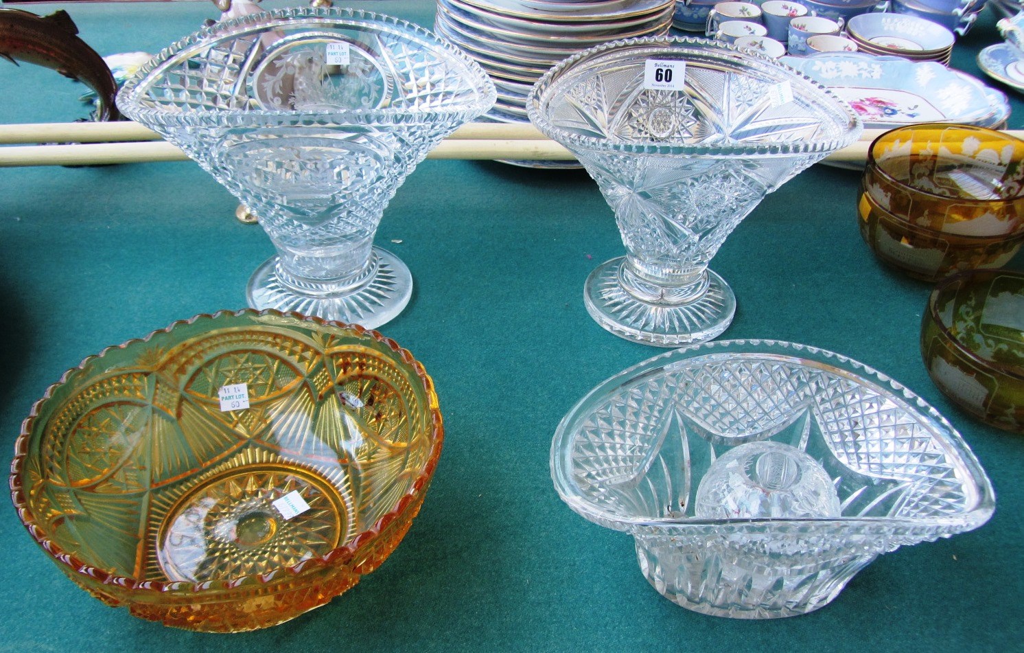 Appraisal: A Belgian amber glass moulded bowl th century cm diameter