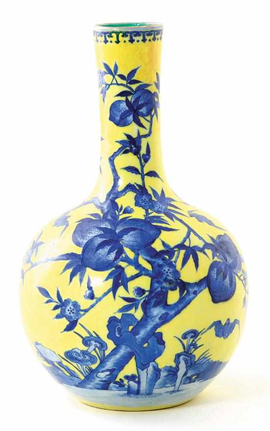 Appraisal: Chinese Ming-style Imperial yellow and blue glazed vase late Qing