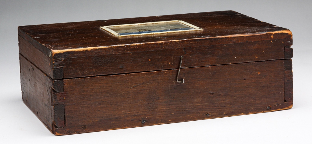 Appraisal: AMERICAN SAILOR ART BOX First half th century pine Dovetailed