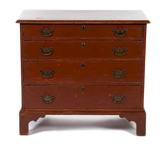 Appraisal: A Federal Red-Painted Birch Small Chest of Drawers A Federal