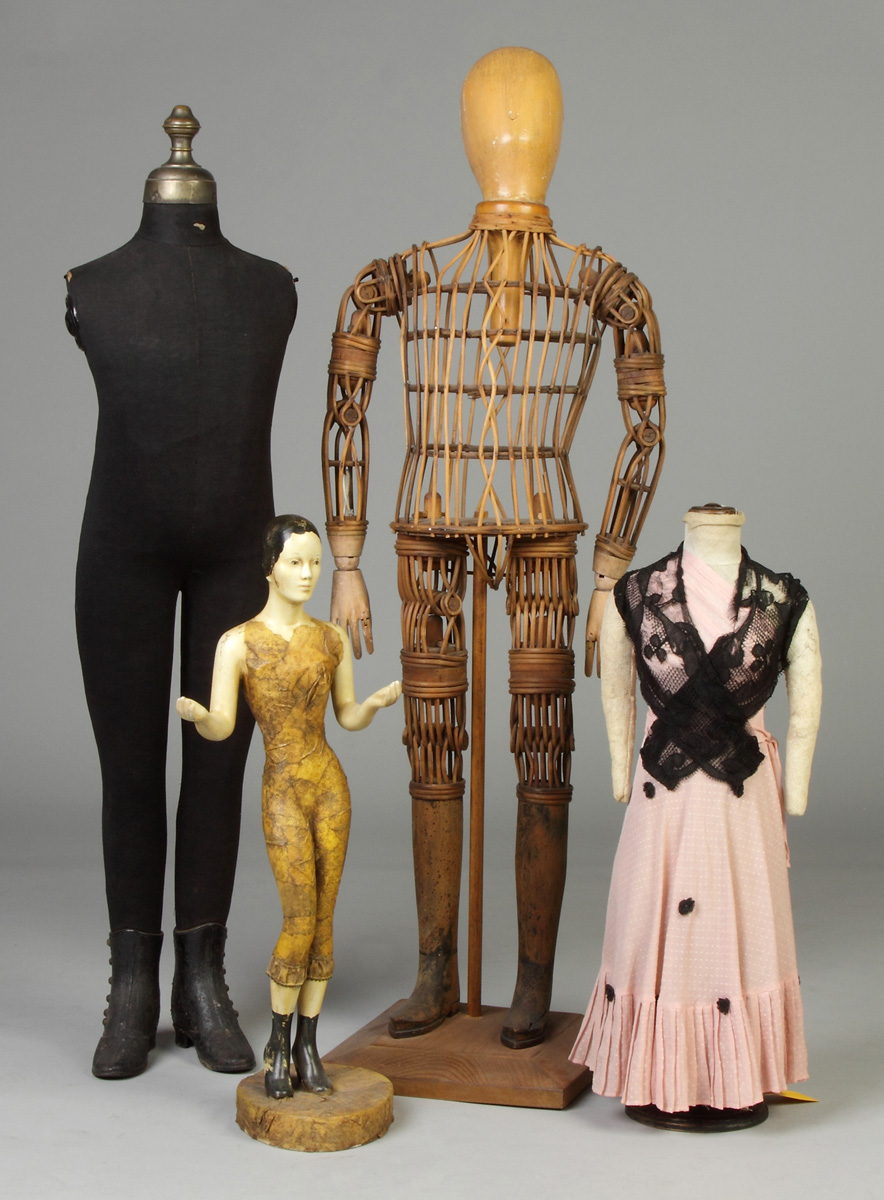 Appraisal: Two Mannequins L Wood composition th cent Ht R Cloth