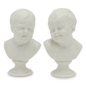 Appraisal: A Pair of Meissen Porcelain Busts of Children each bearing