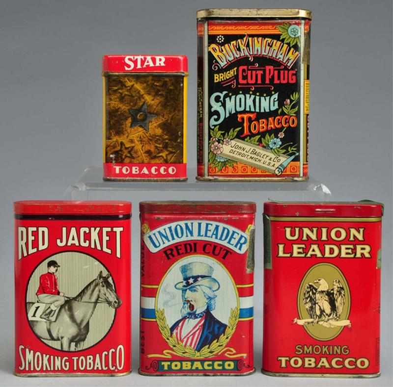 Appraisal: Lot of Tobacco Tins Description Includes Star Red Jacket and