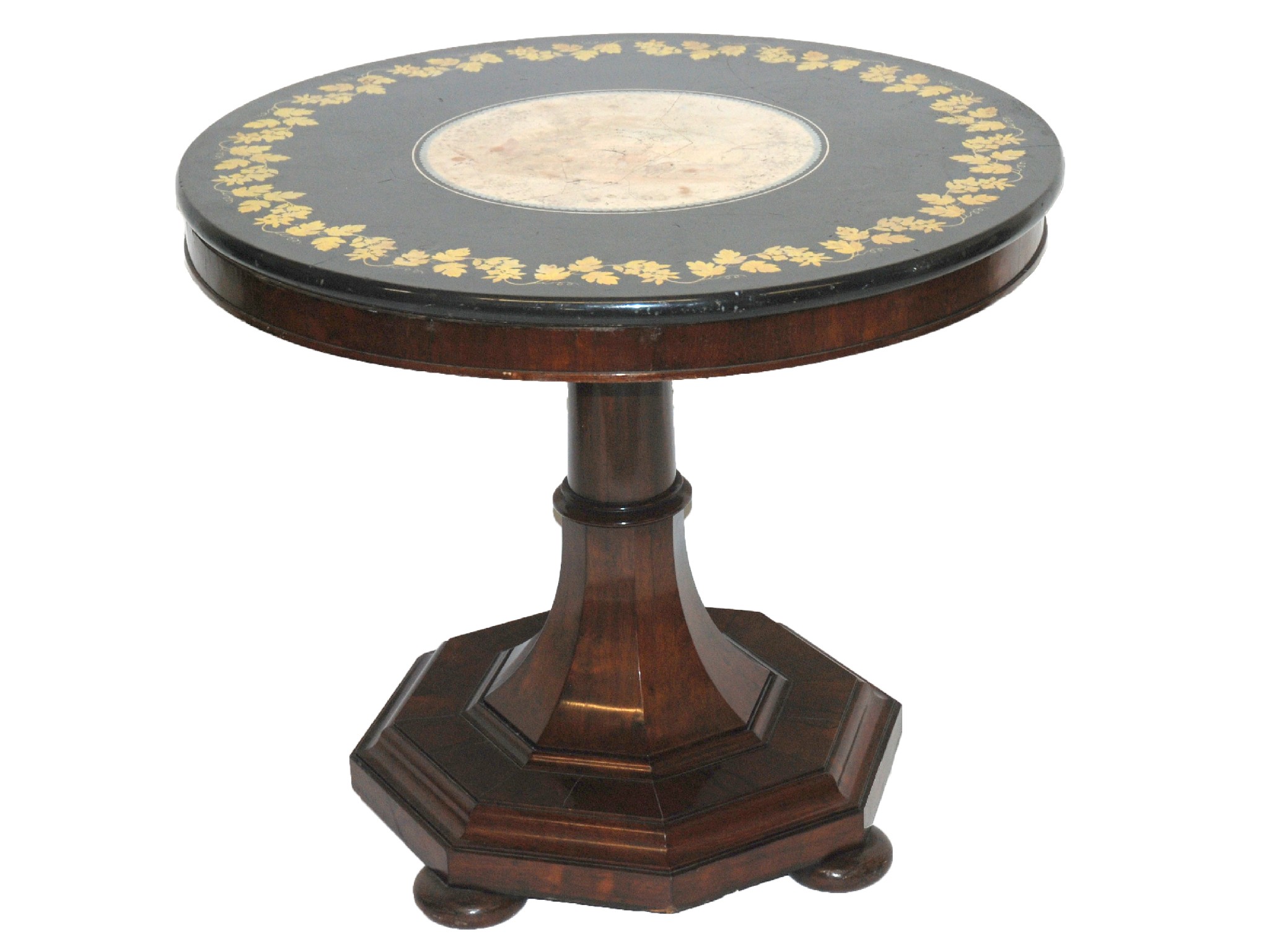 Appraisal: Peter Della Valle Brothers a scagliola circular table top decorated