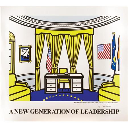 Appraisal: Roy Lichtenstein A NEW GENERATION OF LEADERSHIP Color offset lithograph