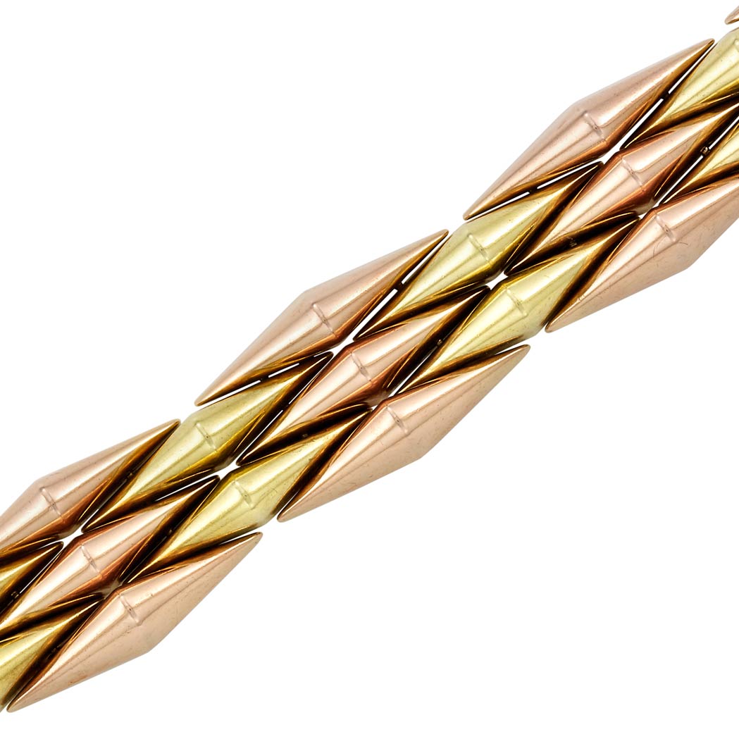 Appraisal: Two-Color Gold Bracelet kt rose yellow gold c ap dwts