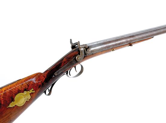 Appraisal: -bore unmarked muzzle loading SxS hammer gun circa back action