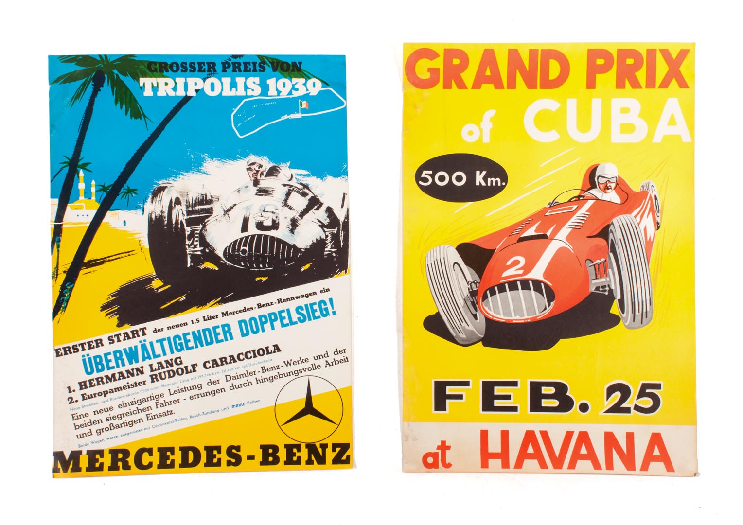 Appraisal: Two mid th century motoring posters unframed Grosser Preis von