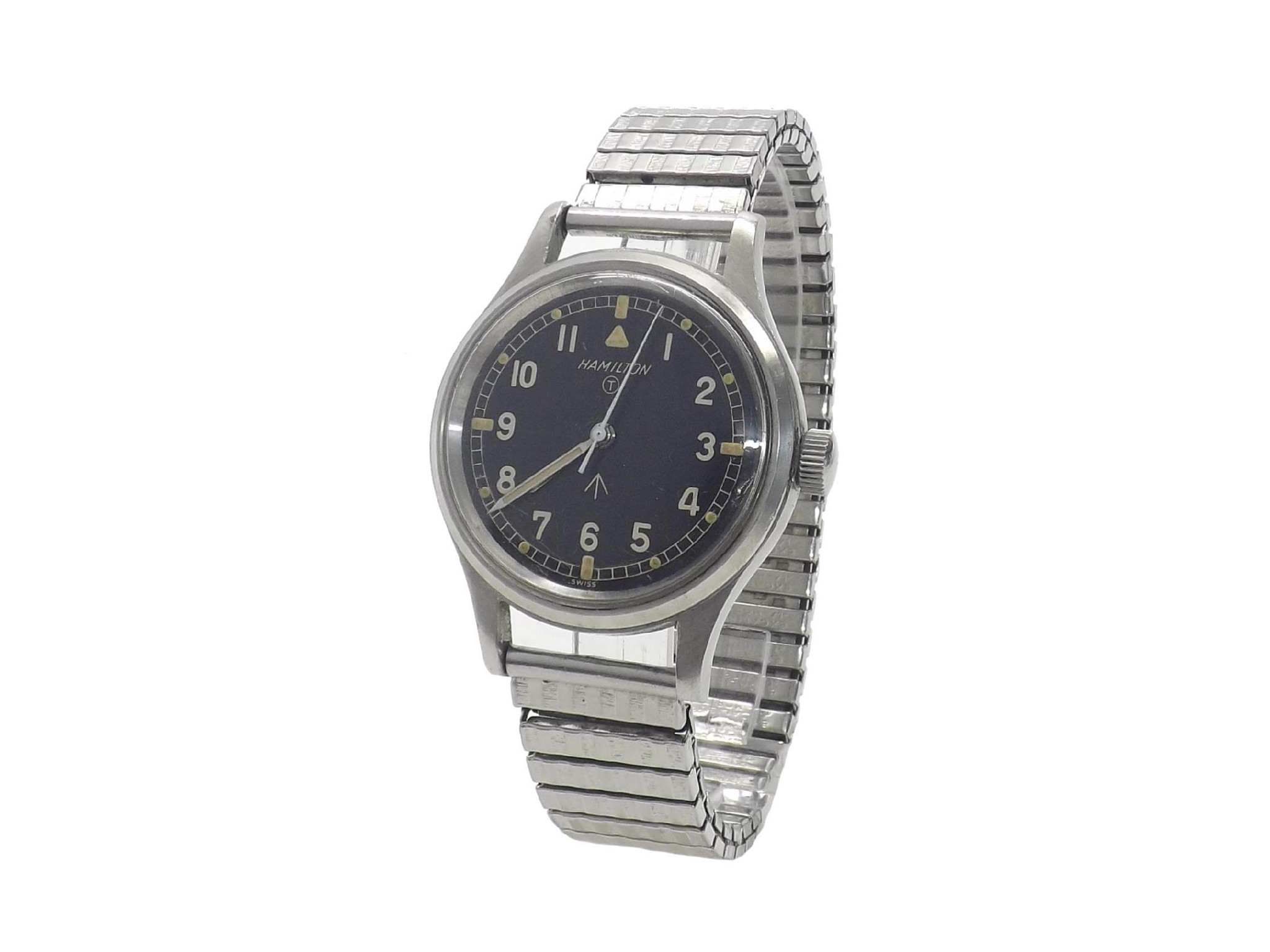 Appraisal: Hamilton H- British Military issue stainless steel gentleman's wristwatch the