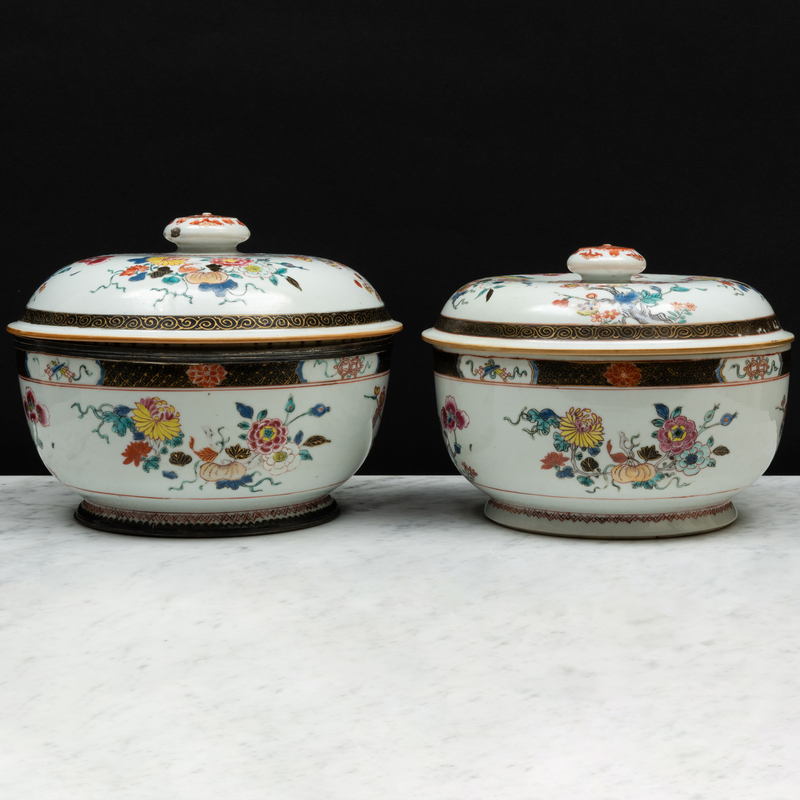 Appraisal: Two Chinese Export Famille Rose Porcelain Soup Tureens and Covers