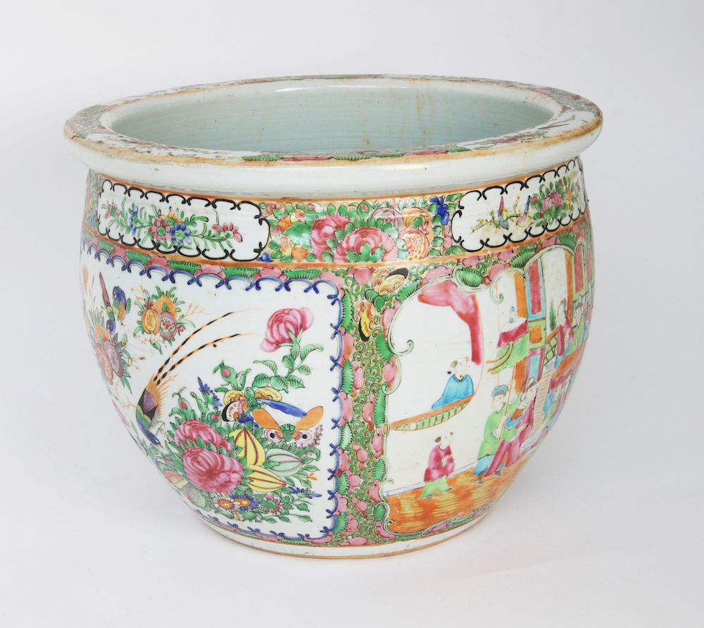 Appraisal: Diminutive Rose Medallion Jardiniere th Century Exclusive on Bidsquare Diminutive