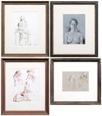 Appraisal: Four Tony Griffin drawings figure studies of women each signed