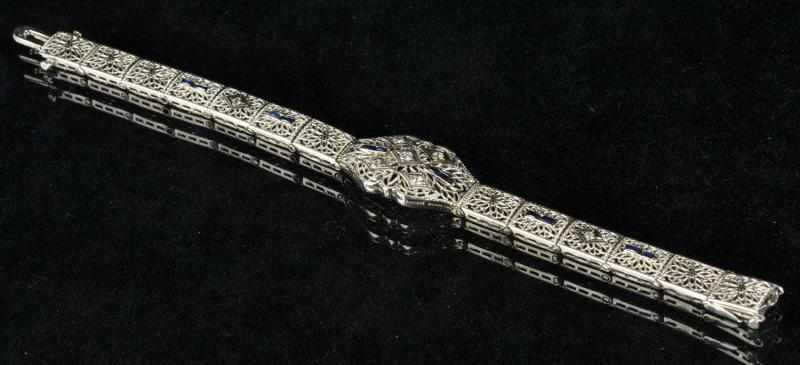 Appraisal: K W Gold Diamond Sapphire Bracelet Description Weighs grams One