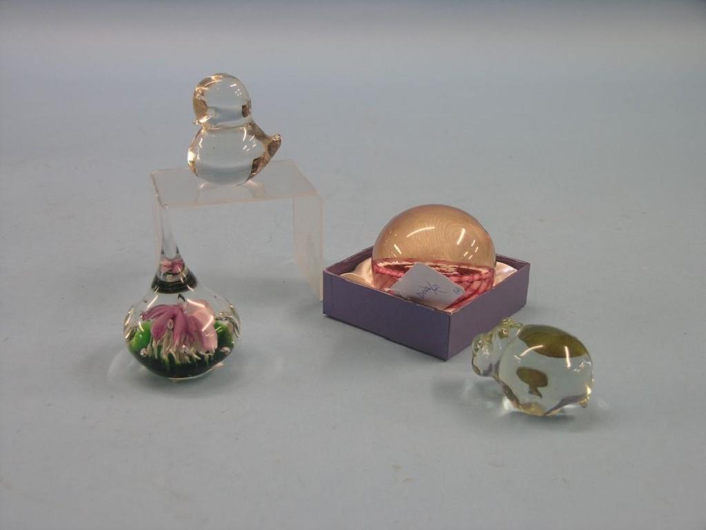 Appraisal: A Caithness glass paperweight interlinked heart design and three other