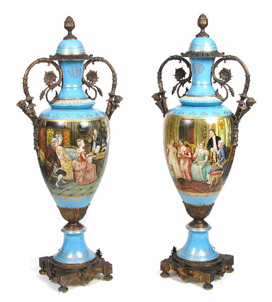 Appraisal: A pair of large Sevres style porcelain and bronze mounted