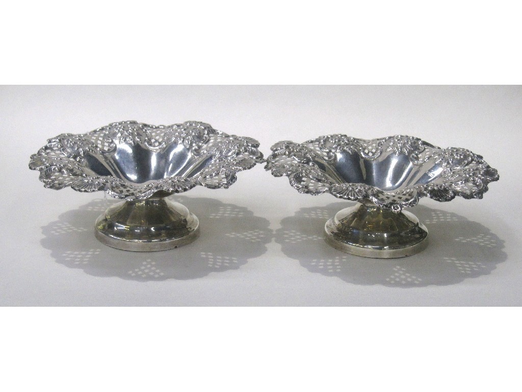 Appraisal: Pair of silver bon bon dishes Birmingham