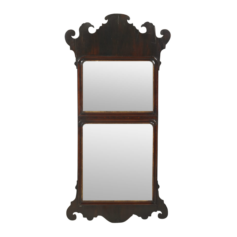 Appraisal: George II Mahogany Fretwork Scroll Mirror with divided plate lower