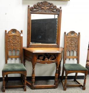 Appraisal: Four piece oak lot to include table two chairs server