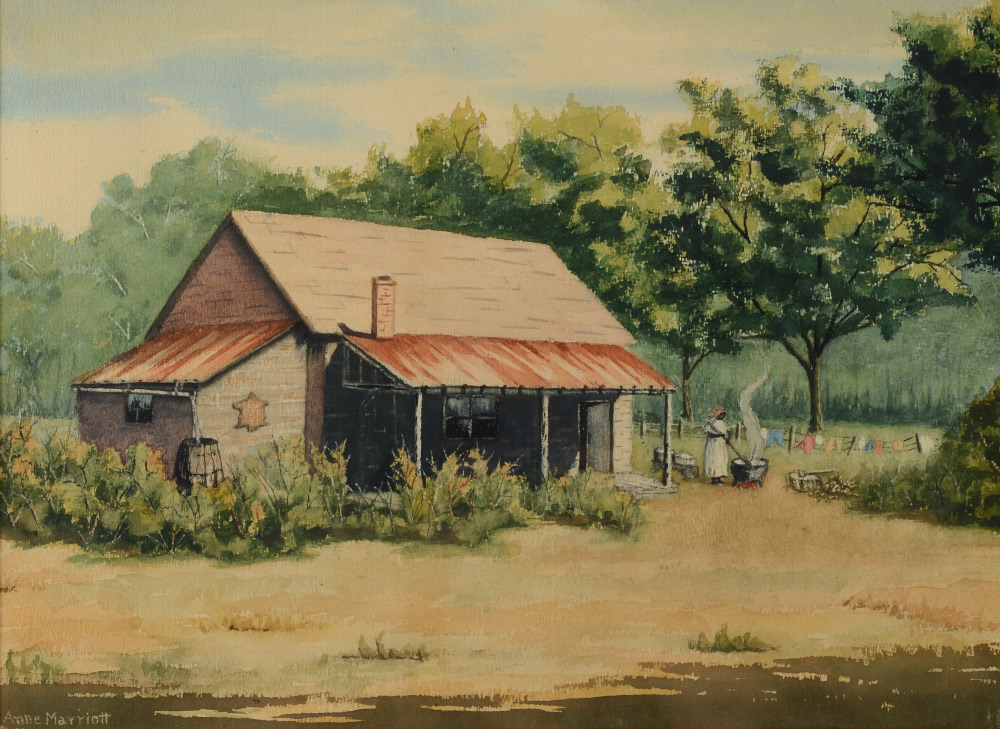 Appraisal: ANNE MARRIOT SOUTHERN SHACK PAINTING Scene Depicts an African American