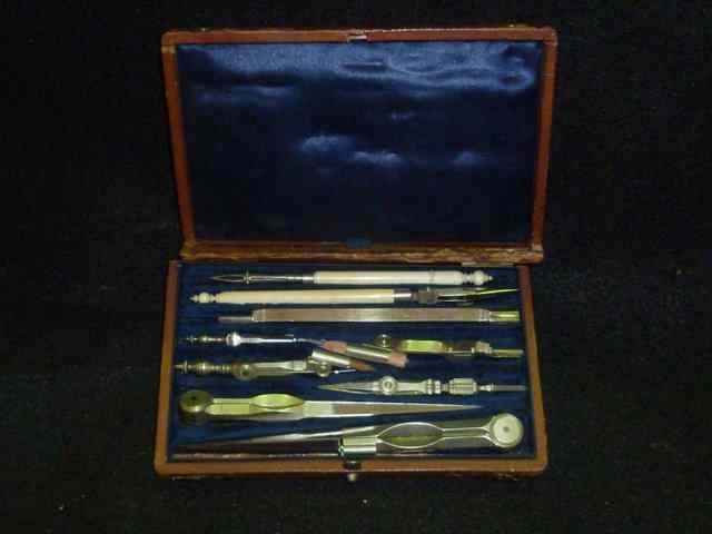 Appraisal: A COLLECTION OF DRAWING INSTRUMENTS including bone handled examples in