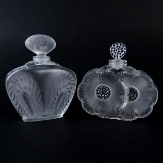 Appraisal: Grouping of Two Lalique France Crystal Perfume Bottles Grouping of