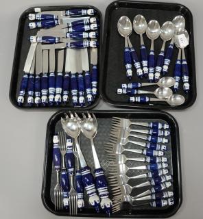 Appraisal: Set of Rosenthal Grill blue stainless with porcelain handled flatware