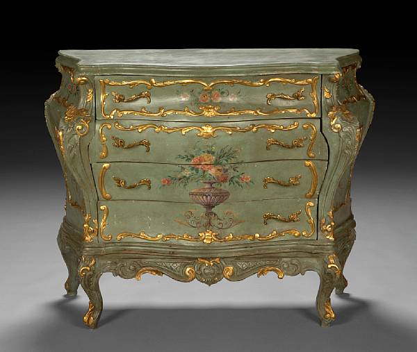 Appraisal: A Venetian style painted and parcel gilt chest th century