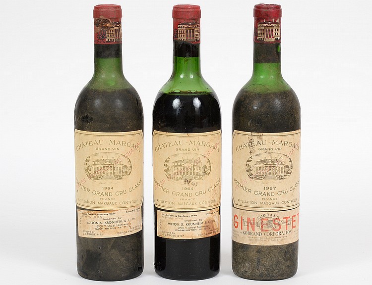 Appraisal: THREE FRENCH CHATEAU MARGAUX RED WINE BOTTLESConsisting of Two and