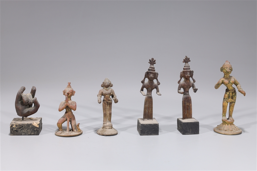 Appraisal: Group of six small antique Indian bronze and copper alloy