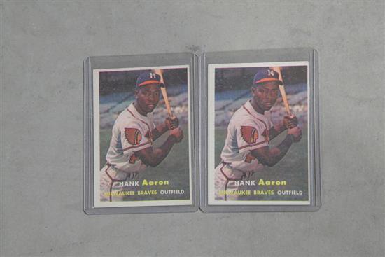 Appraisal: TWO HANK AARON BASEBALL CARDS Both Topps In plastic slip