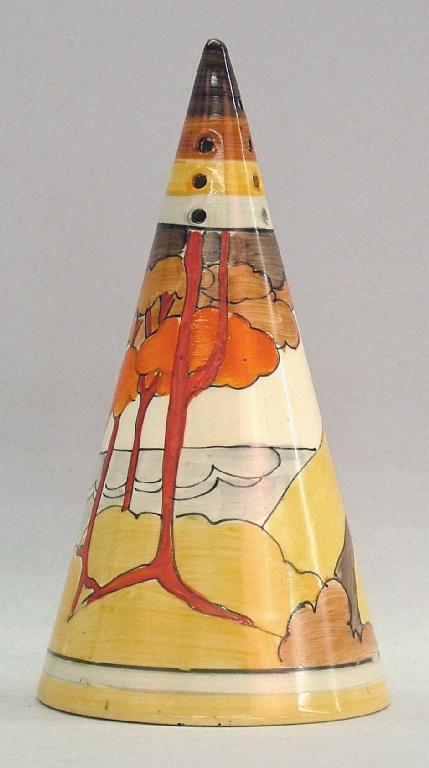 Appraisal: Coral Firs' Bizarre conical sugar sifter high