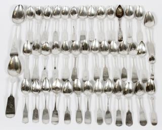 Appraisal: GROUP OF MOSTLY AMERICAN COIN SILVER SPOONS GROUP OF MOSTLY