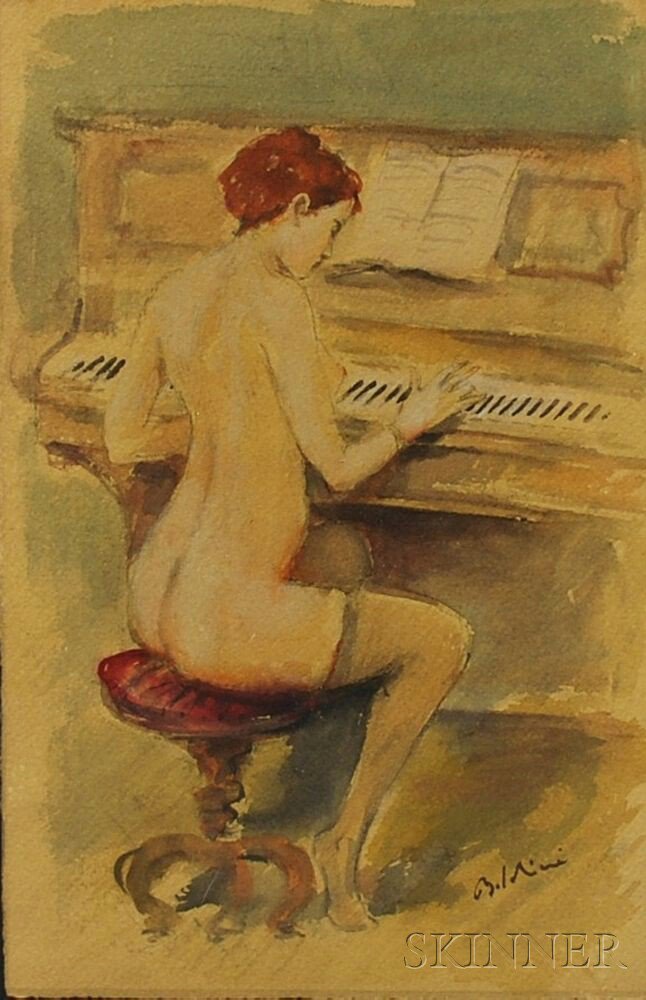 Appraisal: Attributed to Giovanni Boldini Italian - Nude at the Piano