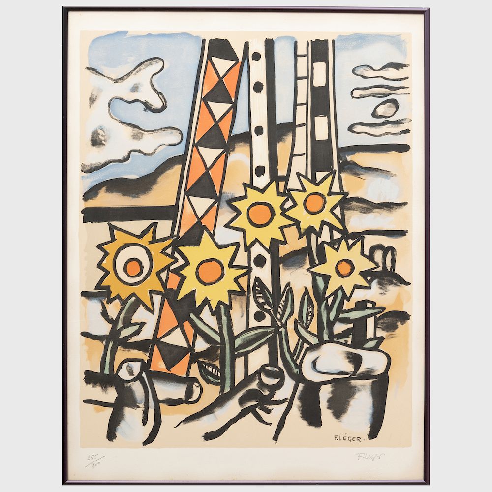 Appraisal: After Fernand Leger - Composition with Sunflowers Lithograph in colors