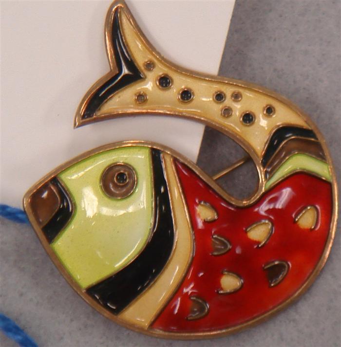 Appraisal: Norwegian enamel over fish pin Estimate -