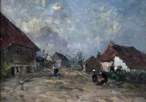 Appraisal: th Century Continental School - Oil painting - Village street