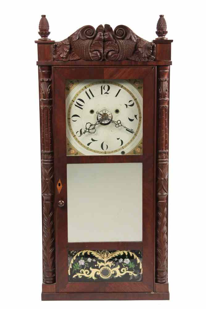 Appraisal: SHELF CLOCK - Mahogany Cased Silas Hoadley Plymouth Conn Franklin