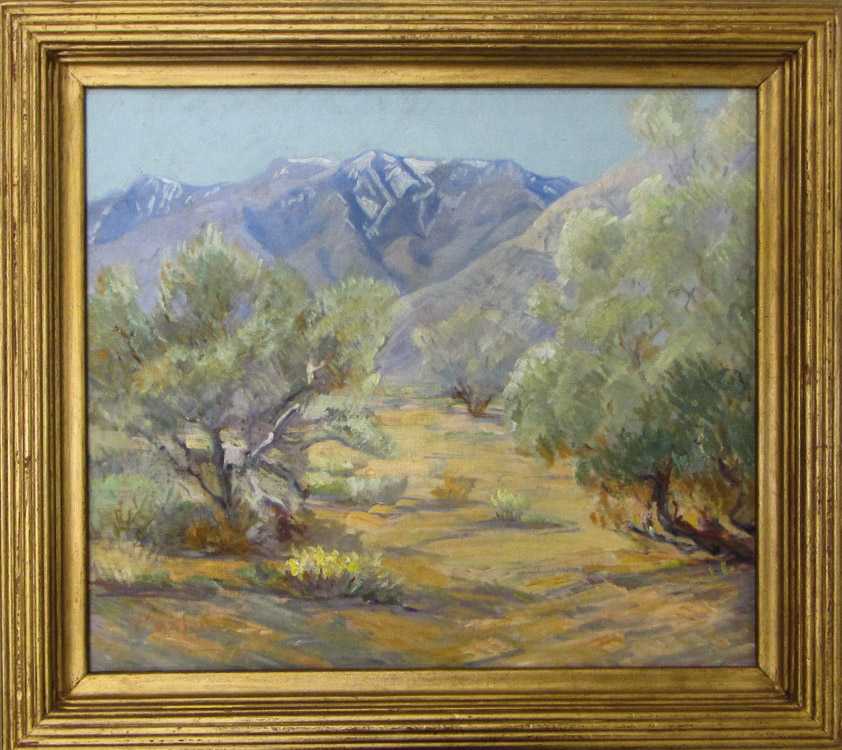 Appraisal: DESERT LANDSCAPE OIL ON ARTBOARD x inches artist signed WAXTON