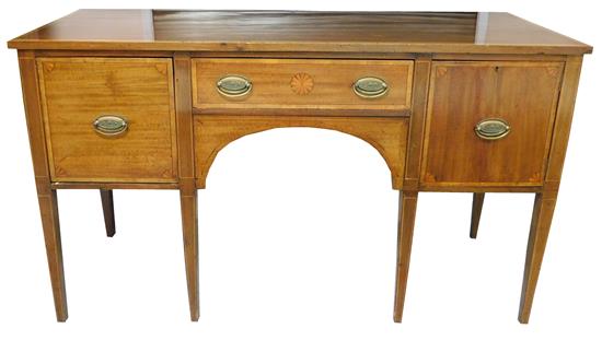 Appraisal: English Hepplewhite sideboard raised on six tapering straight legs mahogany