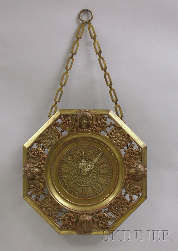 Appraisal: Cast Brass Wall Clock by E N Welch Forestville Connecticut