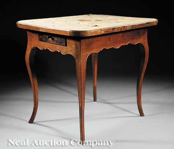 Appraisal: A Good Antique Louis XV Fruitwood Table Jeu the molded