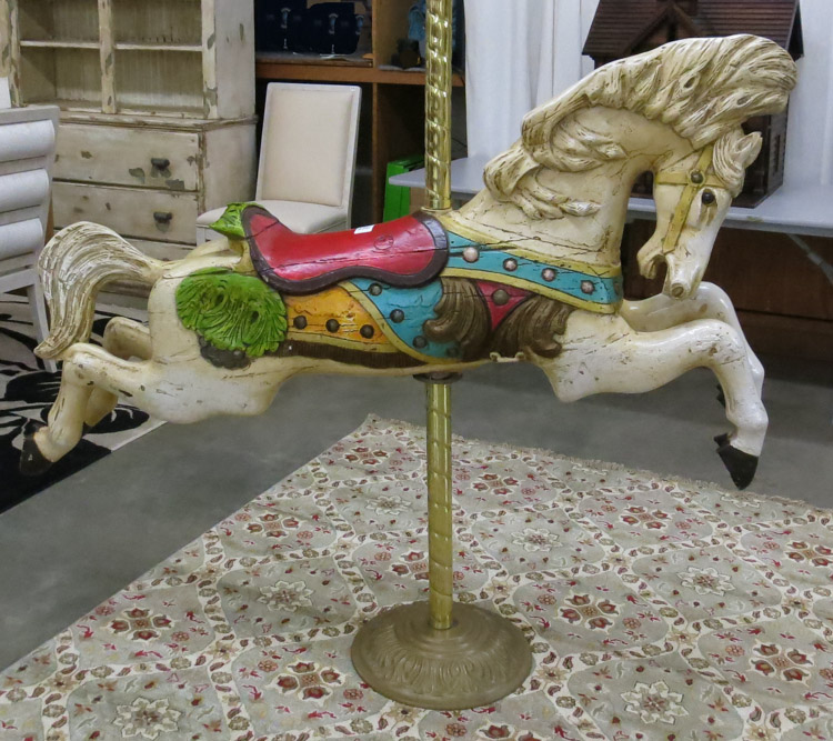 Appraisal: CAROUSEL HORSE REPLICA ON FLOOR STAND a classic outside row