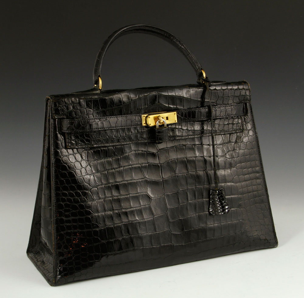 Appraisal: - Vintage Hermes Porosus Crocodile Kelly Hand Bag Vintage Hermes