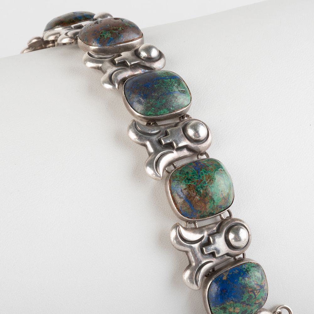 Appraisal: Piedra Y Plata Sterling Silver and Azurite Malachite Bracelet by