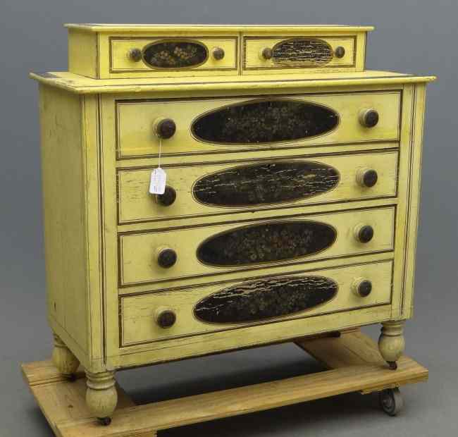 Appraisal: th c Sheraton painted turned foot chest of drawers ''