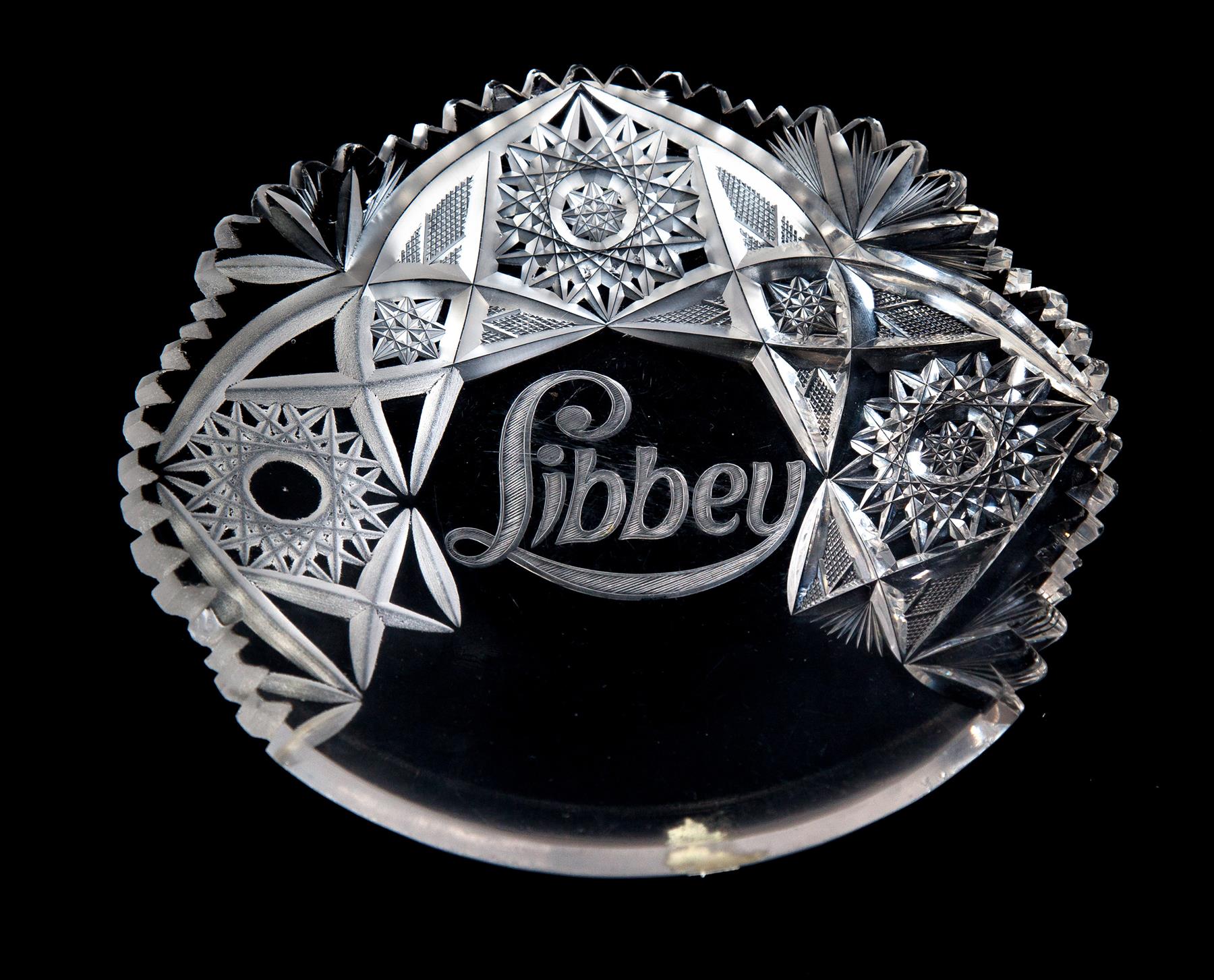 Appraisal: LIBBEY GLASS PLATE SHOWING THE PROCESS OF CUTTING GLASS Ohio