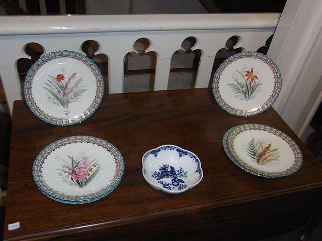 Appraisal: SIX MINTON CABINET PLATES each painted to the centre with