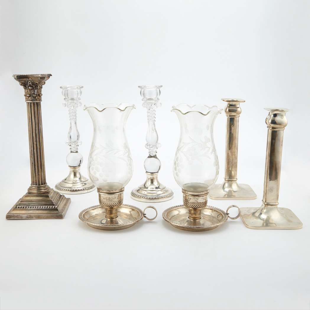 Appraisal: Three Pairs of Sterling Silver Candlesticks Comprising a pair retailed