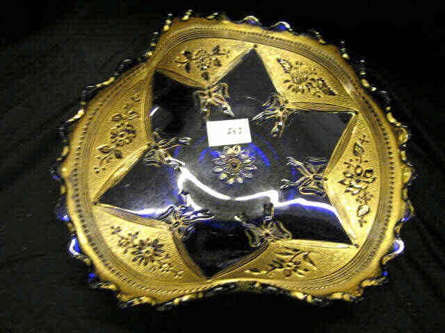 Appraisal: Northwood Cobalt Glass Dish gold trim circa