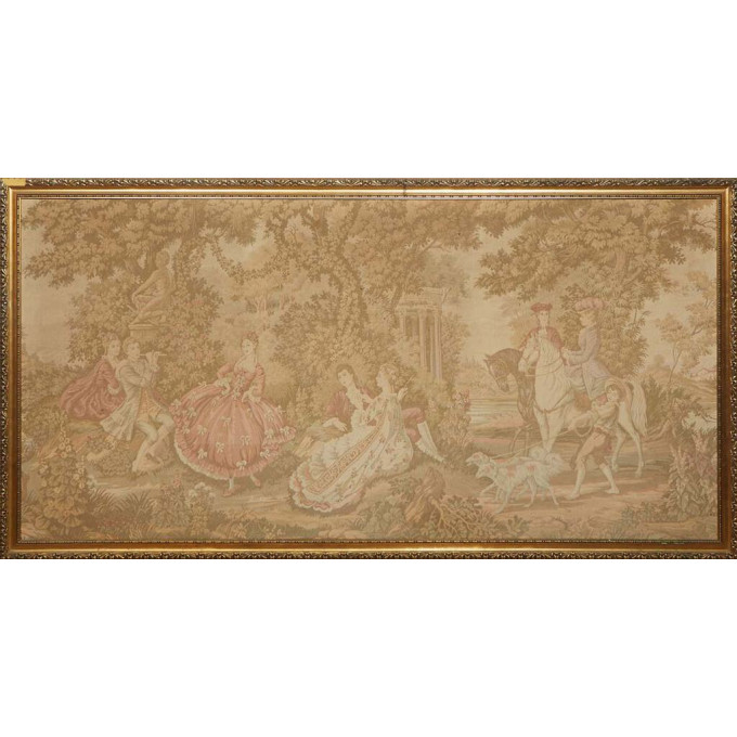 Appraisal: Large French Tapestry th c of a forest party with